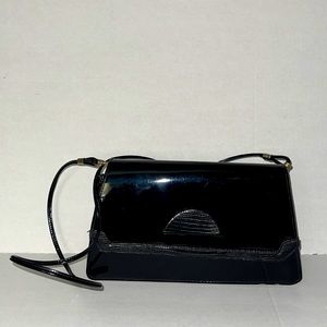 Vintage Bag Bazaar Black Patent Clutch